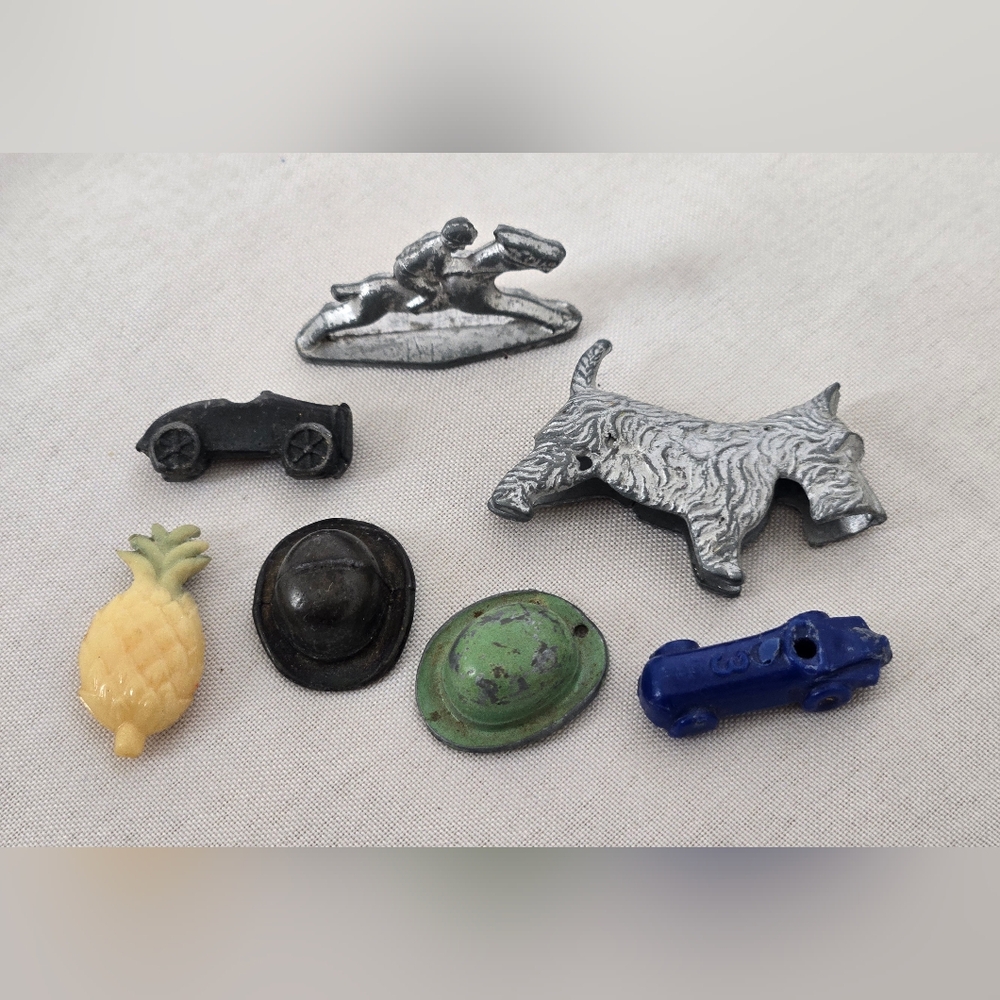 Lot of 7 Vintage Cracker Jack Toys Metal & Plastic Mini